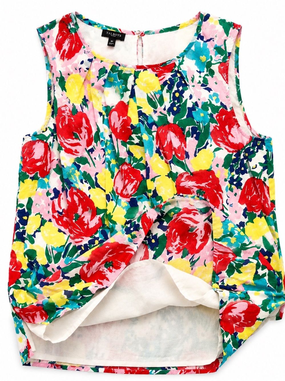 Talbots Petite Sleeveless Floral Top 8P EUC - Picture 6 of 9